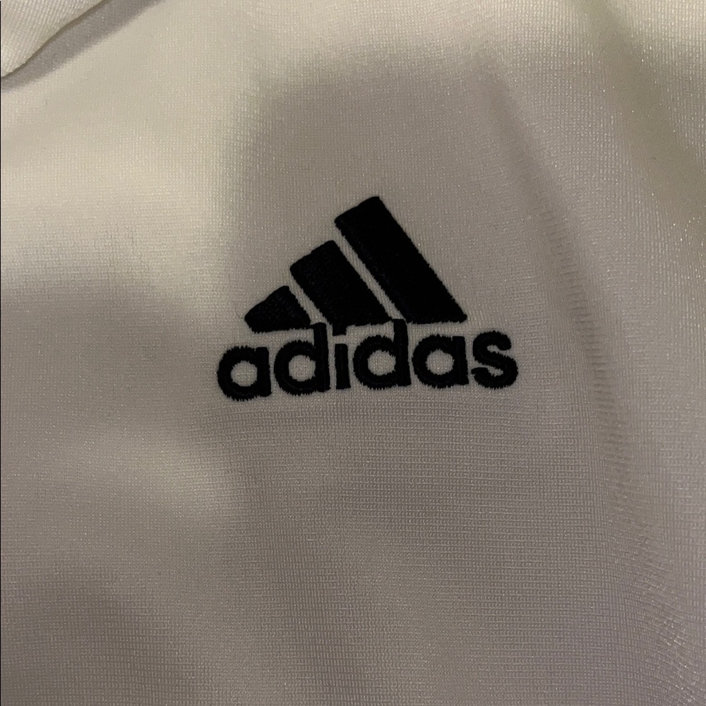 Adidas Youth XL (18/20) White Track Jacket Black Stripes Full Zip - Picture 3 of 3
